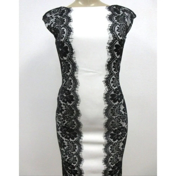 White House Black Market Dresses & Skirts - NWT White House Black Market White & Black Lace-Up Sleeveless Dress Size 6